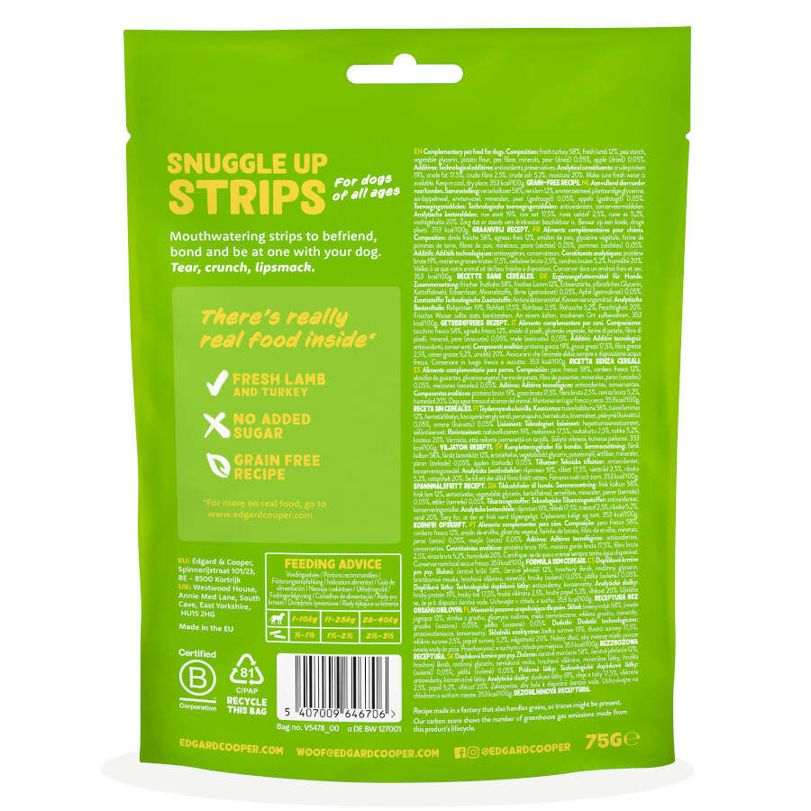 75 g Edgard & Cooper Tiras de Cordero y Pavo snack para perros, , large Imagen numero 7